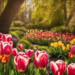 Tulips in a colorful garden