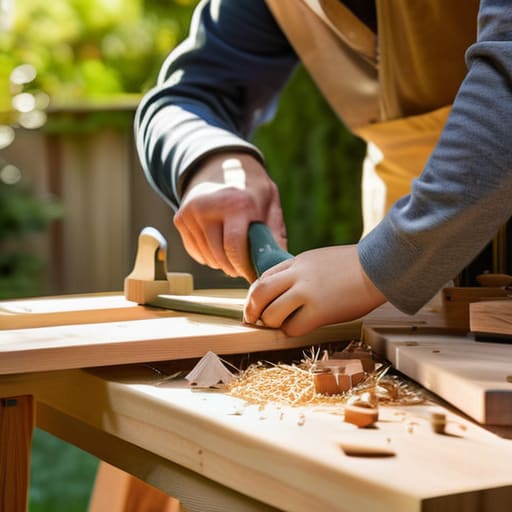 Kids learning how to build a birdhouse.