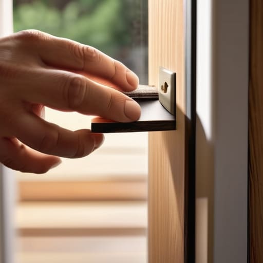 Man weatherstripping a door to save energy.