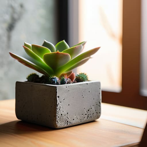 Concrete Minimalist Succulent Planters on a desk.